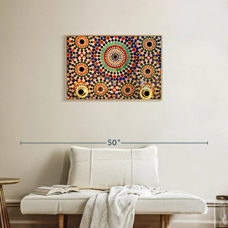 Carreaux de mosaïque marocains, Cadre flottant en bois naturel, 31 po x 21 po