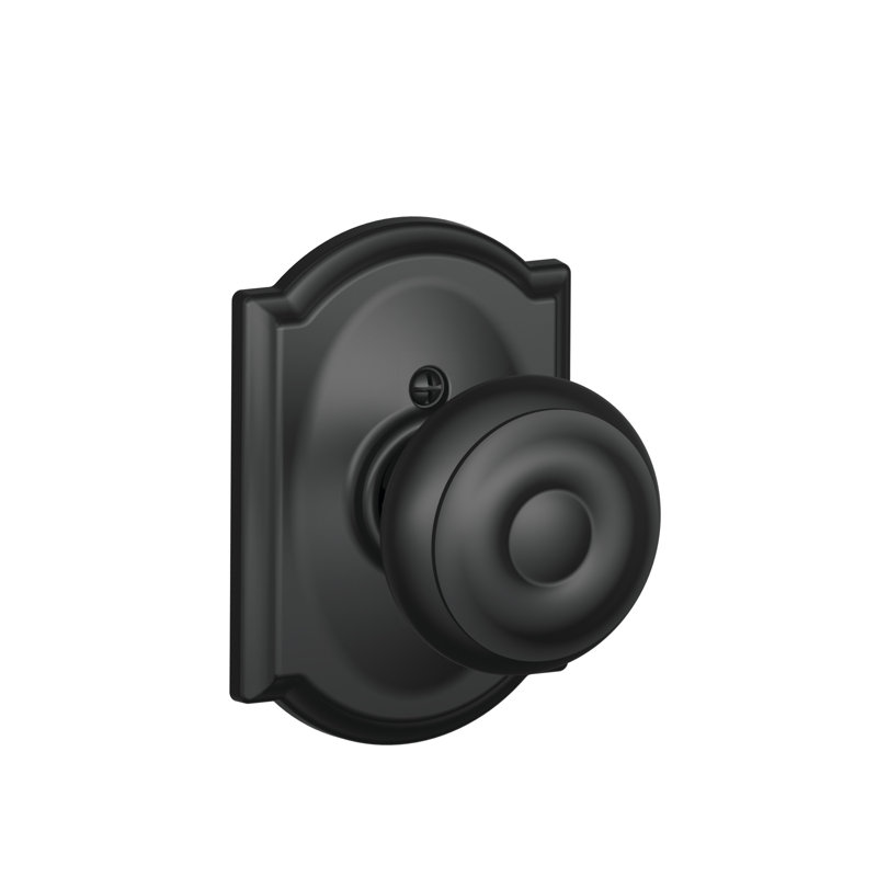 Georgian Single Dummy Knob with Camelot Trim, Matte Black