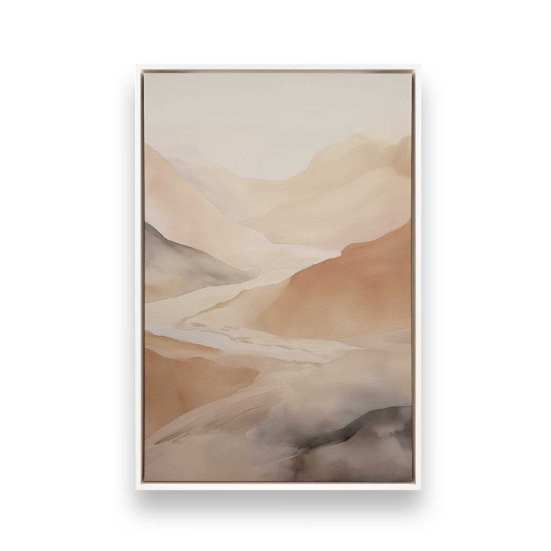 «Grey Skies and Copper Peaks», reproduction sur toile, Cadre flottant blanc opaque, H 18,75 po x l 12,75 po x P 1,75 po