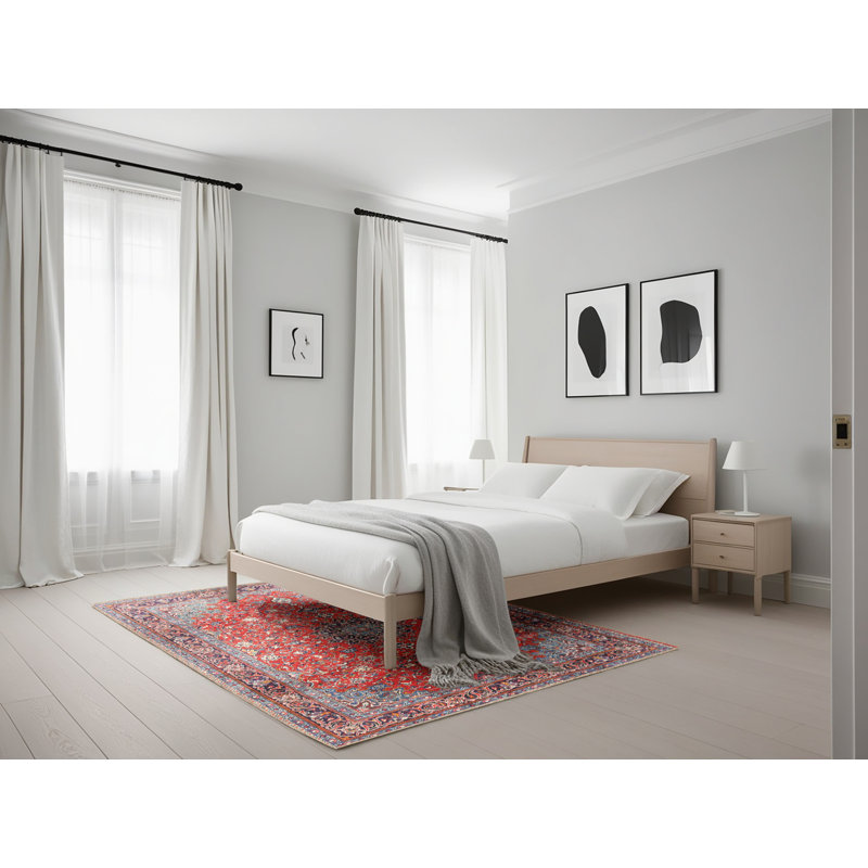 Tapis de style oriental rouge, Rectangle 5 pi x 7 pi