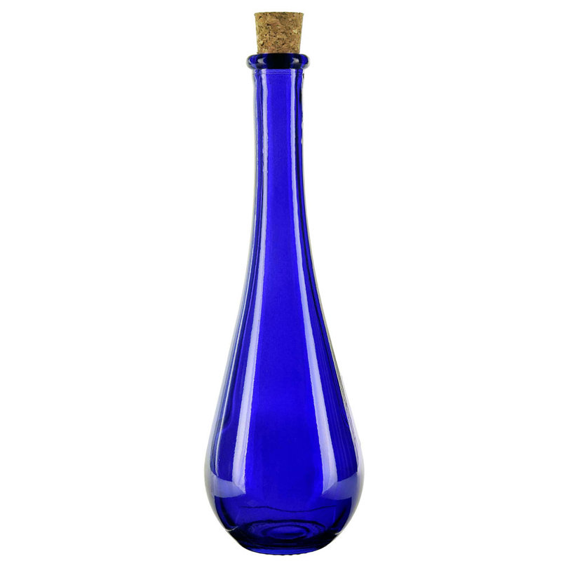 Ludgershall Drop Recycled with Cork Decorative Bottle Cobalt, Cobalt Blue