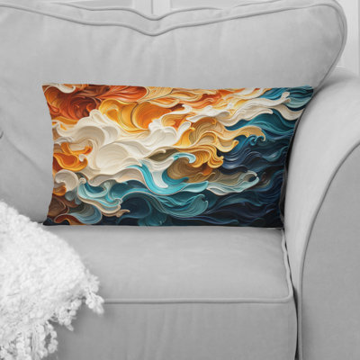 Multicolor Op Art Dynamic Flow I - Op Art Printed Throw Pillow