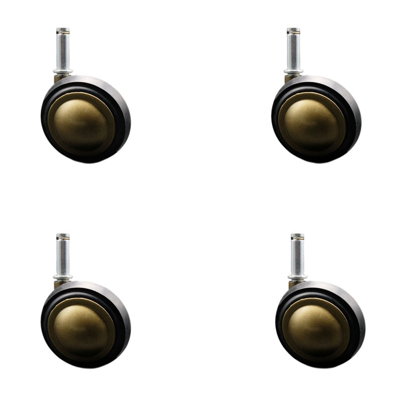 3 Inch Soft Tread Ball Caster – 7/16 Inch Grip Ring Stem – Set of 5, Antique