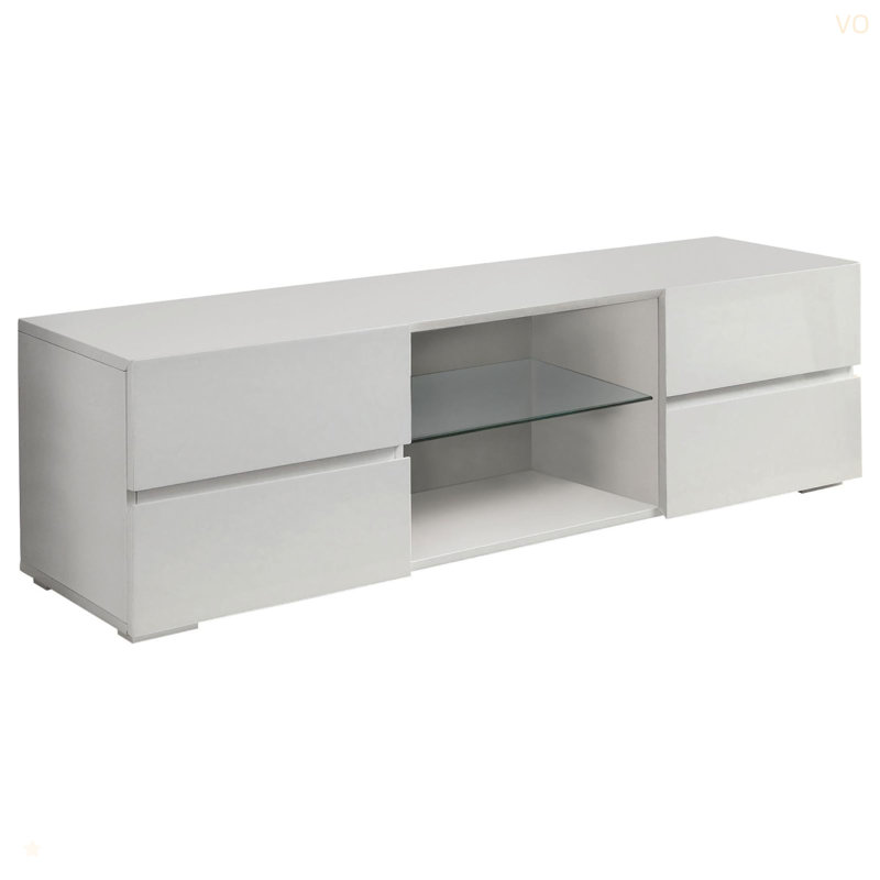 Console à 4 tiroirs blanc brillant