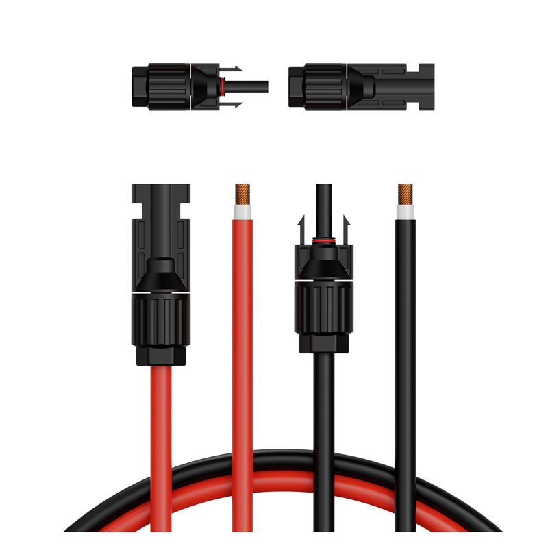 Ensemble de câble d'extension de panneau solaire 20 pi - fil de cuivre étamé 10AWG avec connecteurs IP67 imperméables MC4 pour les systèmes d'énergie pour la maison et le véhicule récréatif