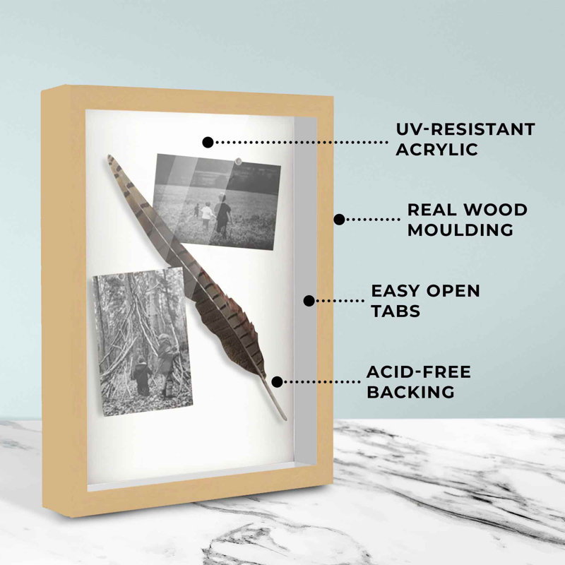 Krucik Solid Wood Shadow Box Picture Frame, 10" W x 38" H, Yellow