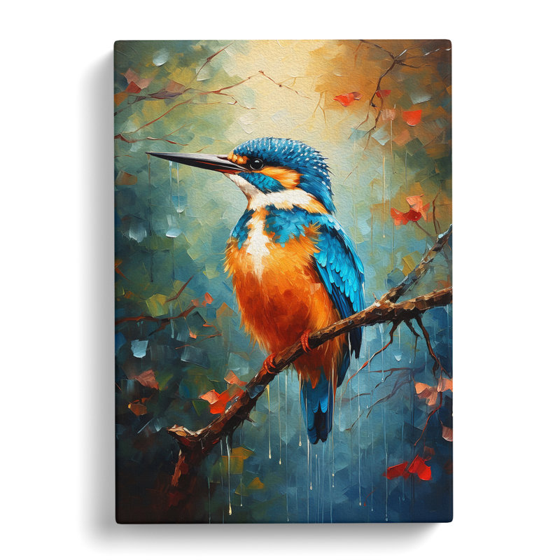 Kingfisher Impressionism No.2 - Wrapped Canvas, 60cm H x 40cm W x 3cm D