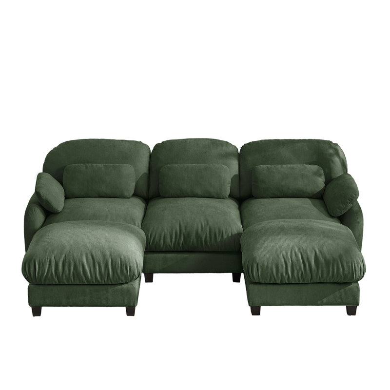 Modular U-Shaped Sectional Sofa, Green Chenille