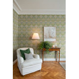 Myrtle Dark Green Floral Ogee Wallpaper