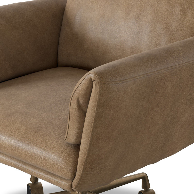 Salerno Desk Chair, Leather, Taupe Brown