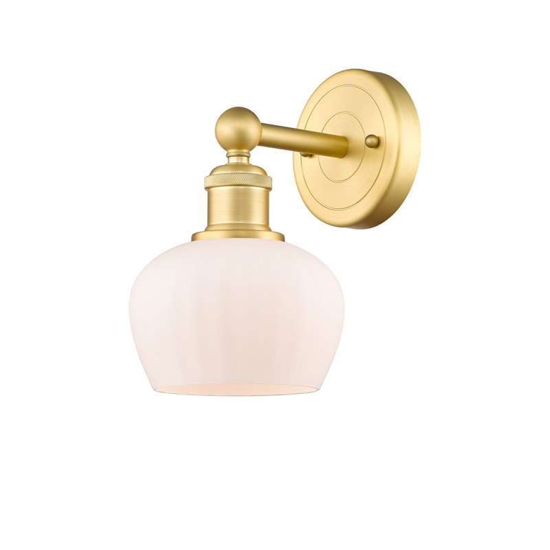 Canute Armed Sconce, Matte White, Satin Gold