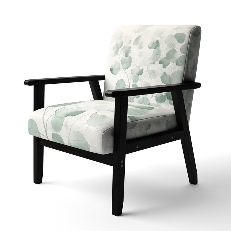 Chaise rembourrée Leaves - Minimal Leaves Beauty Calming I, Accoudoirs carrés noirs