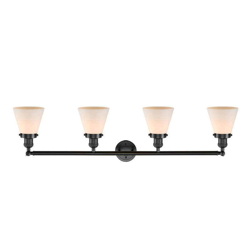 Éclairage pour meuble-lavabo de salle de bain 4 lumières Cone, Blanc mat, Incandescente, Bronze huilé