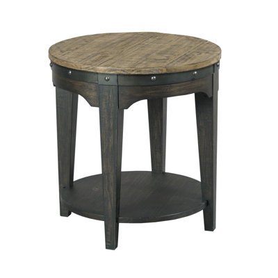 Table de bout en bois massif avec rangement Caliya