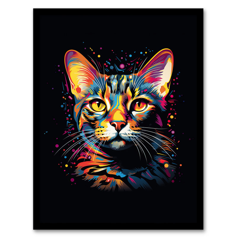 Bengal Cat Lover Orange Purple Blue Black - Single Picture Frame Print