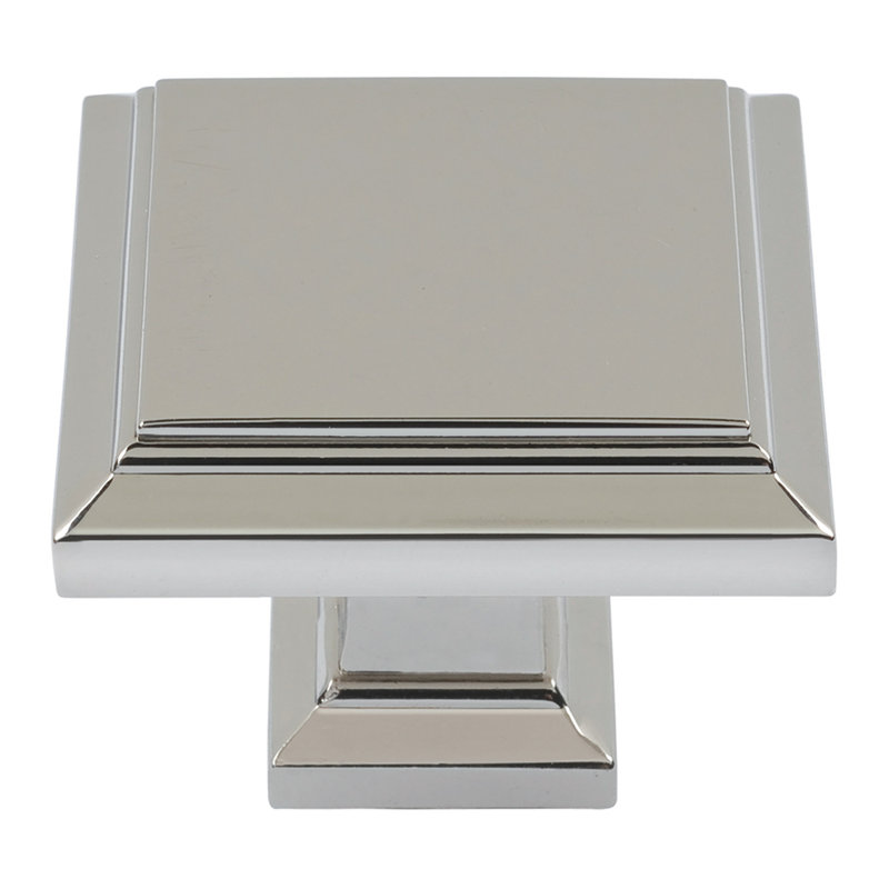 Sutton Place 1 1/4" Length Square Knob, Polished Nickel