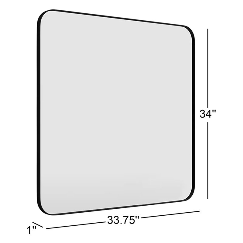 Somerset Accent Mirror, Matte Black, 34" x 33.75"