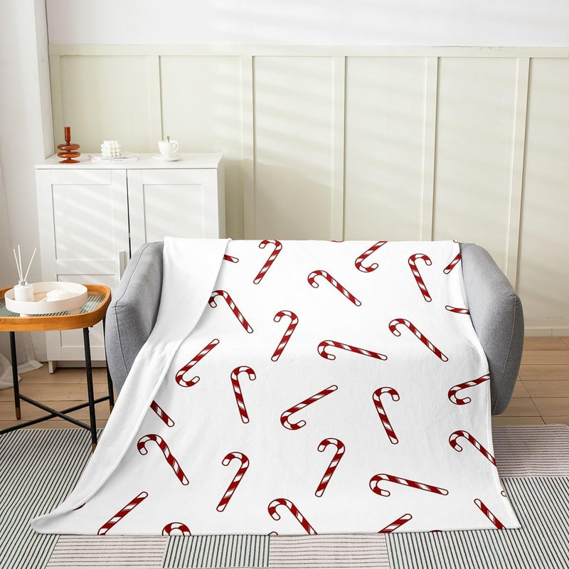 Joli lit simple molletonné en flanelle de canne de Noël, 60 x 80 po