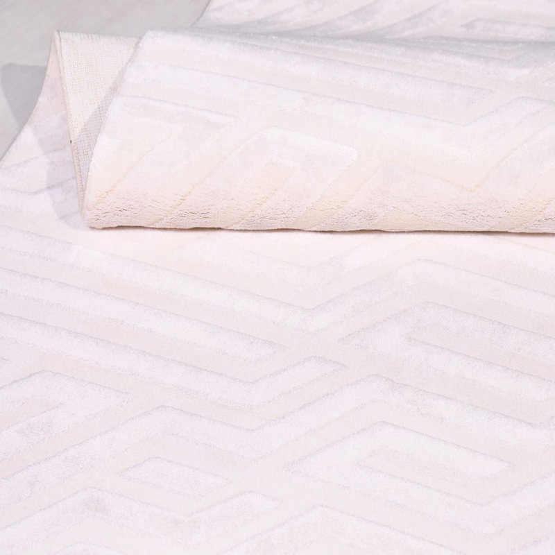 Tapis moderne / abstrait crème lavable à la machine antidérapant, Rectangle 2 pi 8 po x 5 pi