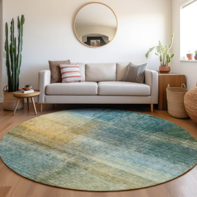 Chayden ACN1096 Machine Washable Blue Indoor/Outdoor Area Rug