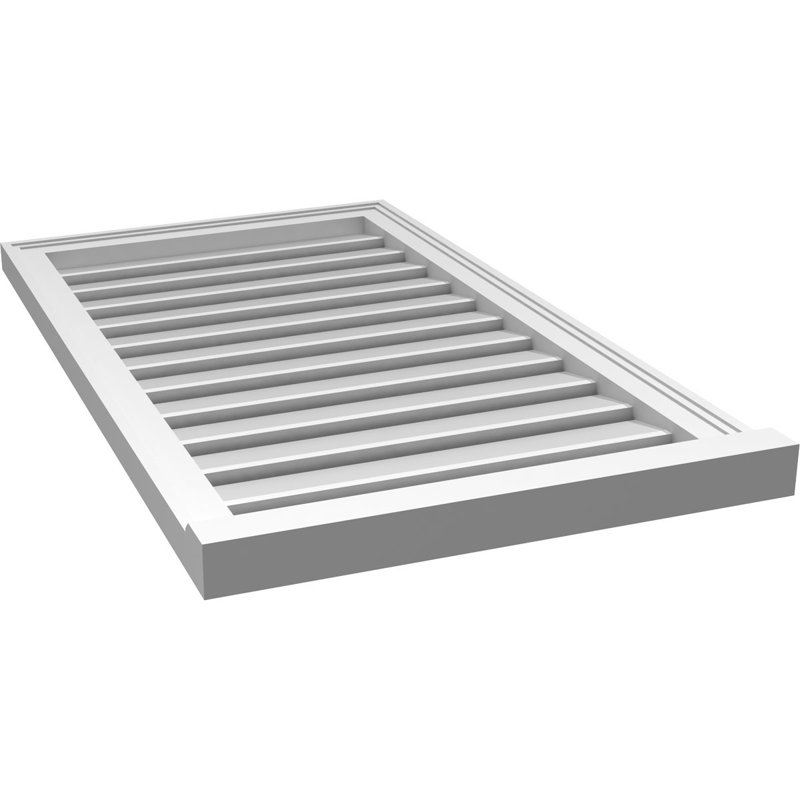 Évent à pignon fonctionnel en uréthane rectangulaire à fixation en surface, brun clair apprêté, H 38 po x l 22 po x P 2 po
