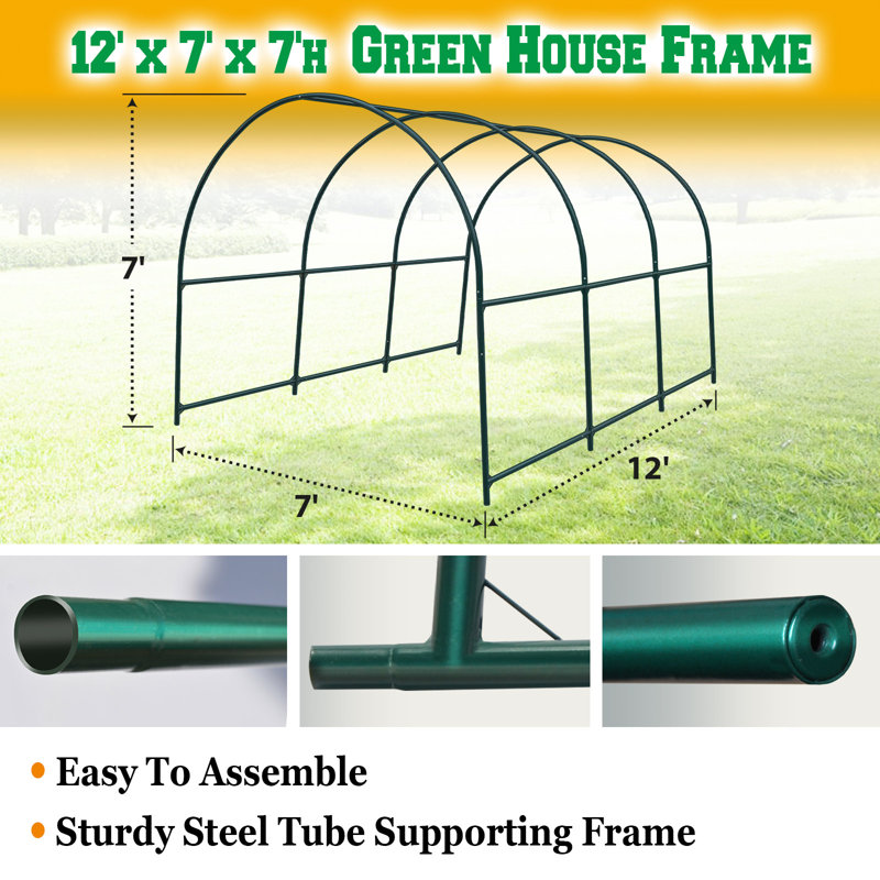 Greenhouse Replacement Frame for 12'X7'X7' Larger Walk in Hot Garden House , Support Arch Frame Climbing Plants/Flowers/Vegetables