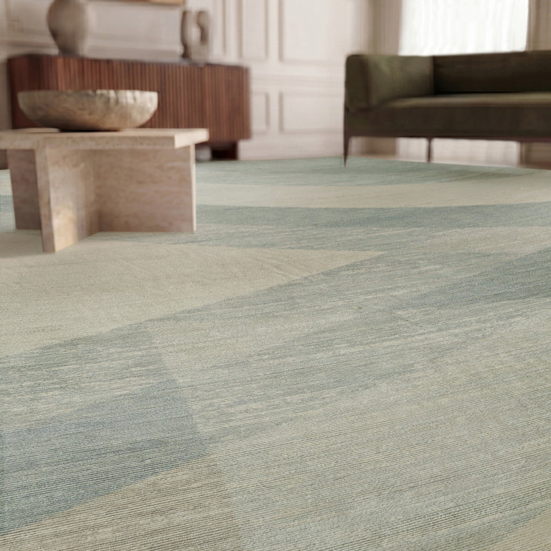 Rosemont Coastal Mist Wool Handcrafted Area Rug, Blue, Rectangle 7'6" x 9'6"