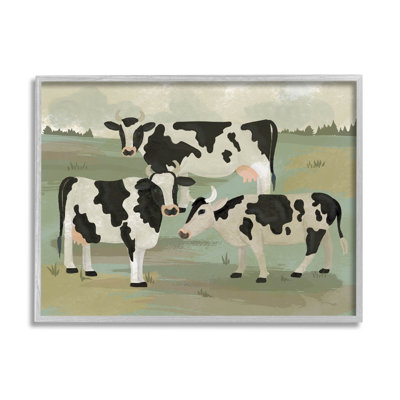 " Rural Cows Grazing Trio " by Lisa Perry Whitebutton