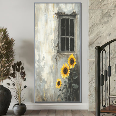 Dodwell, campagne, tournesols et grange, fenêtres I - tournesols, art mural