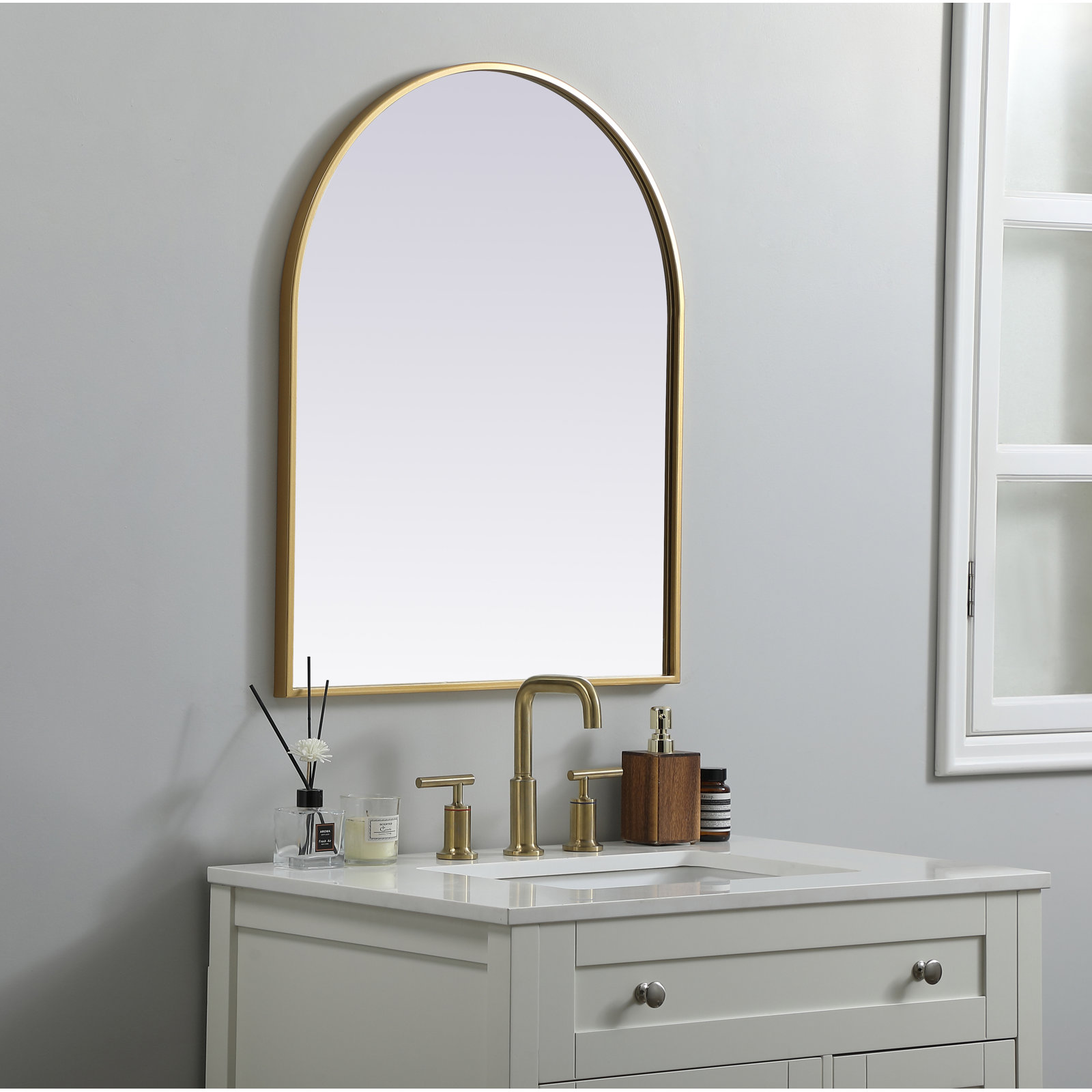 Sabine 36" Accent Mirror, Brass, 30" x 24"