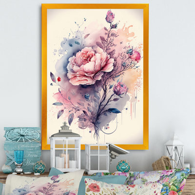 «Sharonda Pink and Purple Rose Design», reproduction sur toile