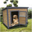 Grande niche pour chien en bois massif Jaequez, porte respirante, toit extérieur imperméable de 45 po, respirant, -
