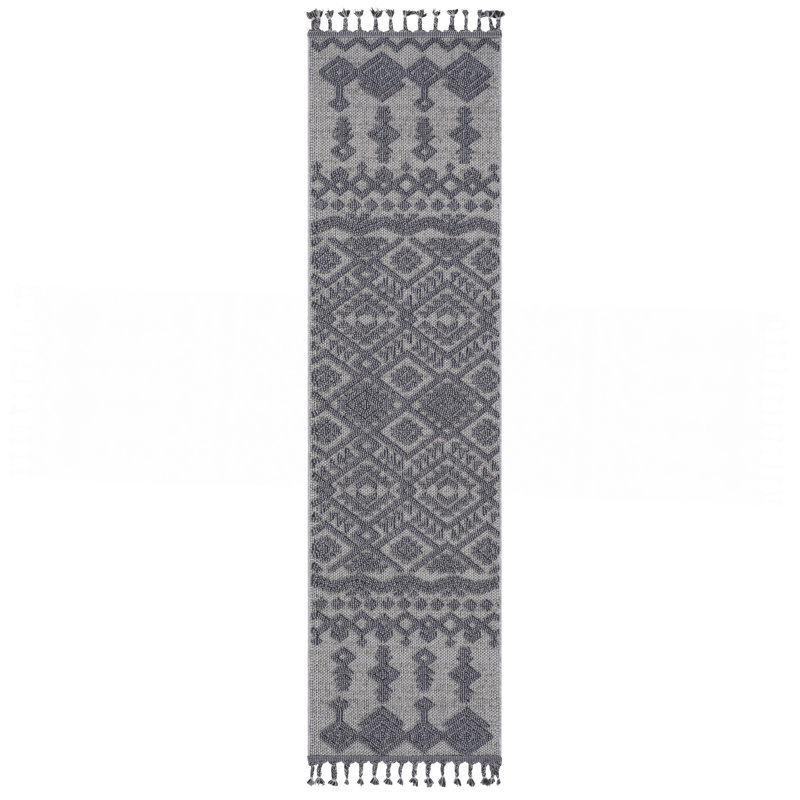 Tapis traditionnel gris intérieur / extérieur, Tapis de couloir 2 pi 2 po x 8 pi