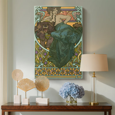 Woman Reclining on a Bearskin -Gallery Wrapped Canvas by Alphonse Mucha