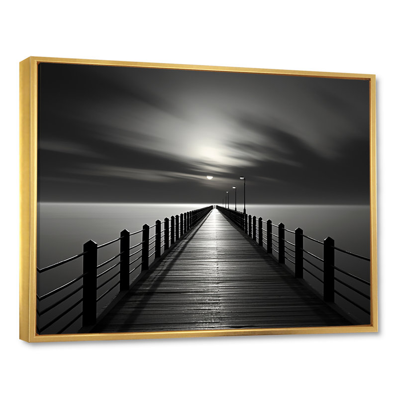 «Bridge To Nowhere Scenery III», reproduction sur toile, Cadre flottant doré, 24" H x 32" W