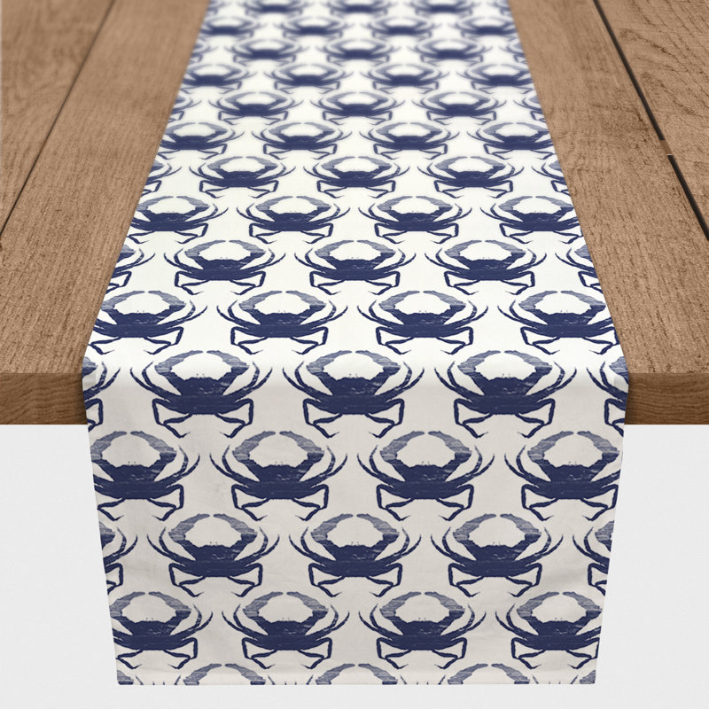 Layne Dancing Crabs Table Runner, 72" L x 16" W, Navy