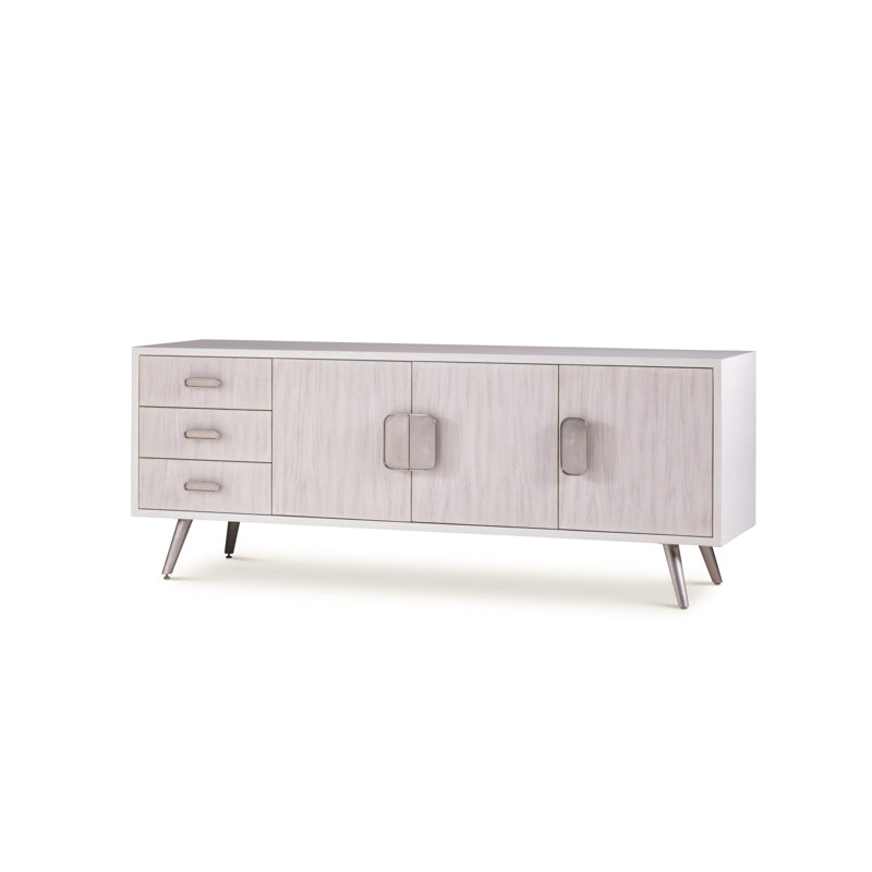 78'' W Solid Wood Sideboard, Smooth White Gesso/Smooth White Oak