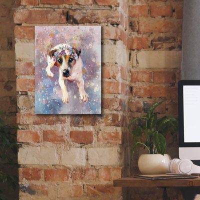'Flower Crown Jack Russell Terrier' by Furbaby Affiliates Canvas Wall Art