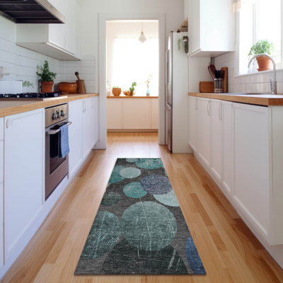 Premium Machine Washable Cerrito AMF556 Teal Rug