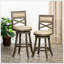 24 Inch Counter Height X-Back Swivel Stool With French Grey Leather, Weathered Grey Finish For Comfort And Style