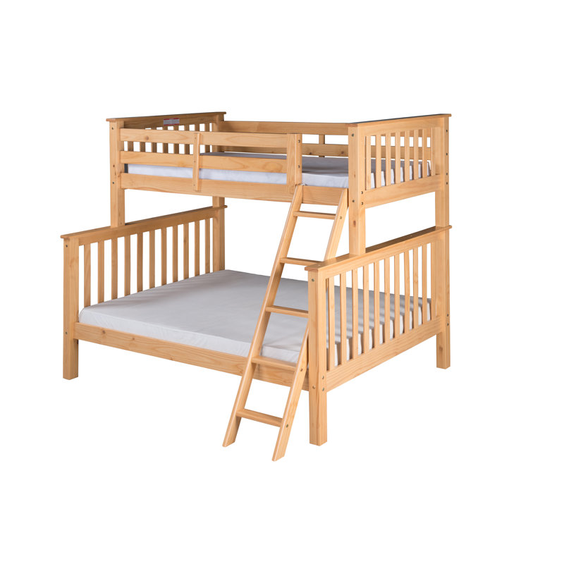 Lit superposé standard en bois massif Abdullah, Naturel, Simple sur double
