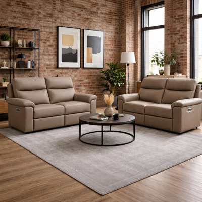 Alessandrina Real Leather Power Recliner 3 + 2 Sofa Set with USB Charging