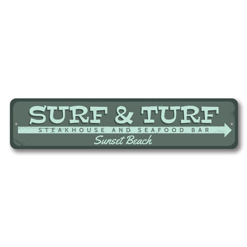 Surf & Turf Sign - 4" X 18", 6" H x 24" W x 0.063" D