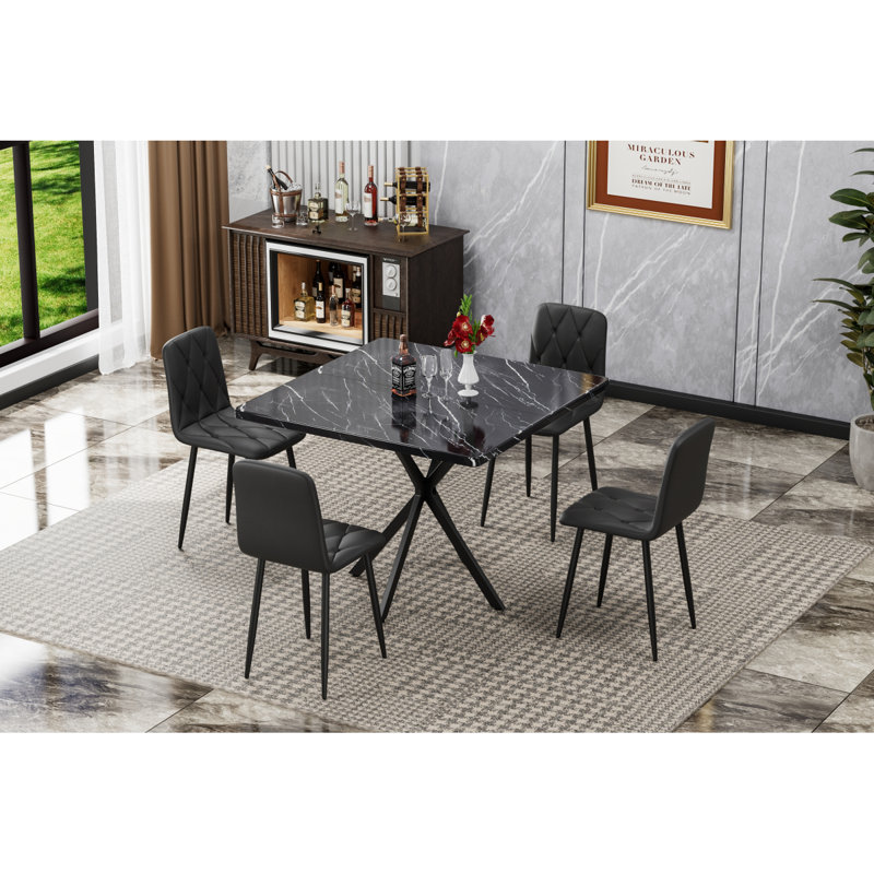 Table de salle à manger carrée, table de salle à manger carrée moderne Mid-Century pour 46 personnes, table basse pour la salle à manger de cuisine, bureau, peu d'espace