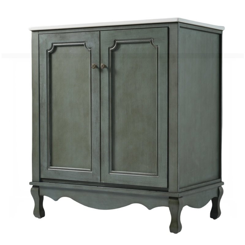 Meuble-lavabo rétro 30 po avec lavabo rectangulaire en céramique