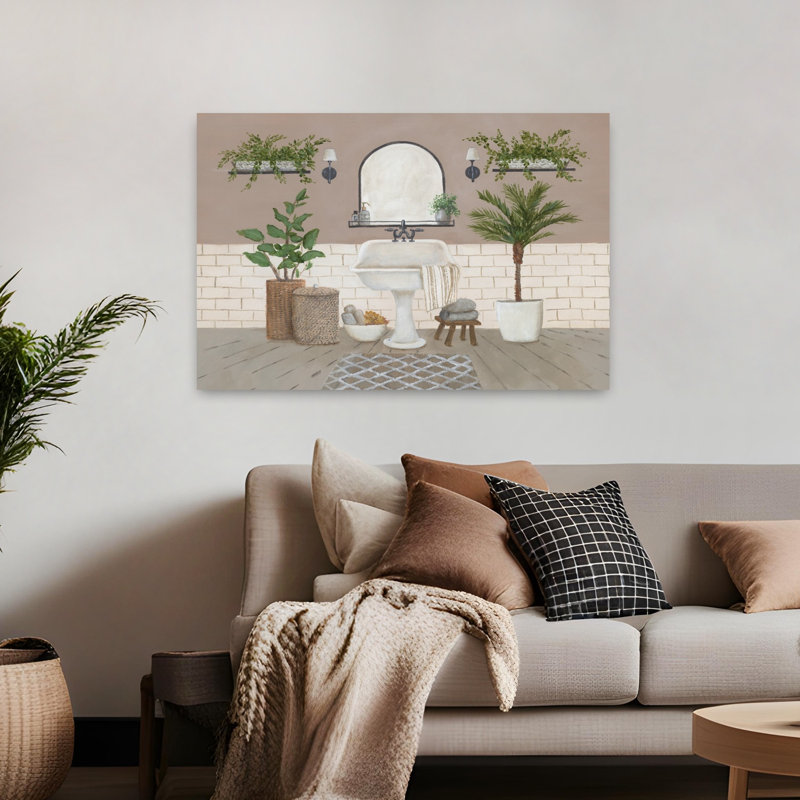 Farmhouse Bath II, art contemporain, H 32 po x l 48 po