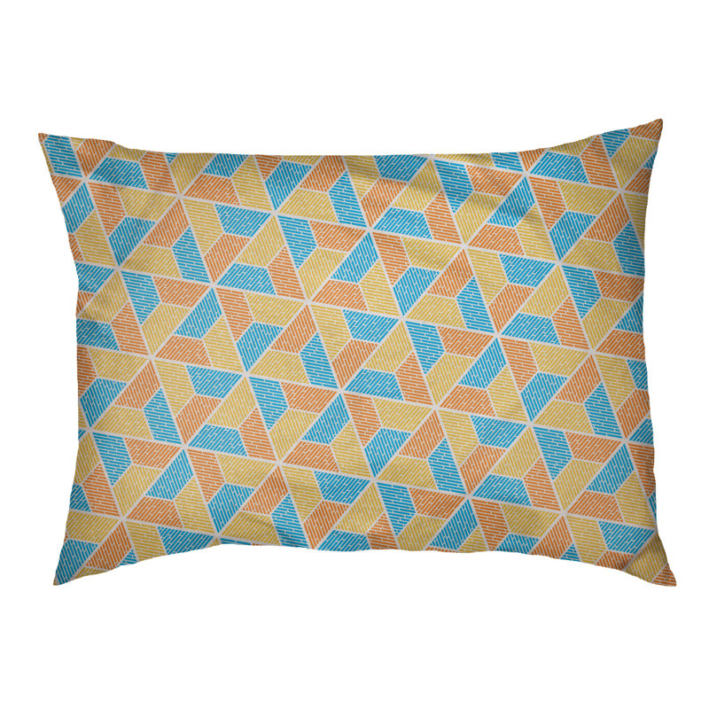 Coussin pour chien Byrge Trapezoids, Très grand (l 50 po x P 40 po x H 42 po), Bleu bleuet / orange / jaune