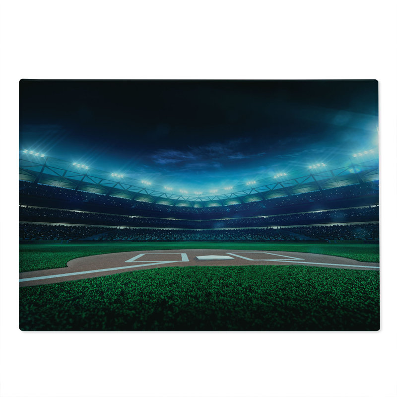 Planche à découper Ambesonne Sports, grande taille, baseball, stade, nuit, vert, bleu