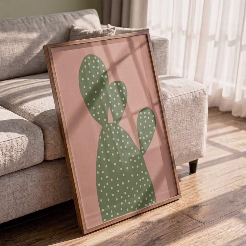 Modern Pink Cactus Print by Other Artist, 12 × 18, Matted Framed Print, White