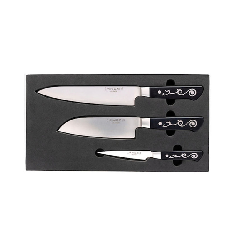I.O. Ensemble de couteaux de cuisine SHEN Master Grade 3, couteau Santoku, couteau d'office, couteau de chef, ensemble de couteaux tranchants pour un usage quotidien